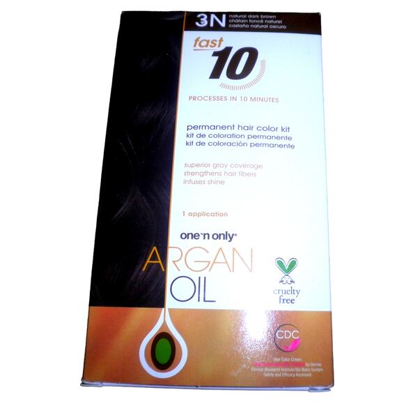 One 'n Only Argan Oil Fast 10 Permanent Hair Color Kit 3N Natural Dark Brown - Picture 1 of 5